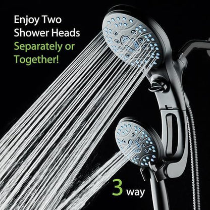 Hotel Spa AquaCare for California As-Seen-On-TV High Pressure Handheld Rain 50-mode 3-way Shower Head Combo with Adjustable Arm, Anti-clog Jets, Tub &amp; Pet Power Wash, 6 ft. Hose, Matte Black