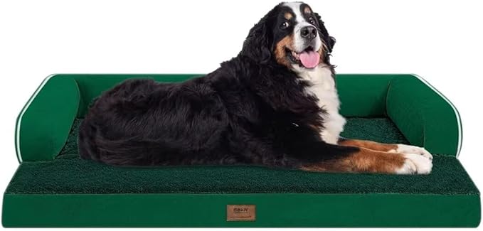 Large Dog Bed Orthopedic Washable Extra XXXLarge Big Dog Bed with Washable Bolster &amp; Memory Foam Couch Sofa - Waterproof with Removable Cover - Emerald