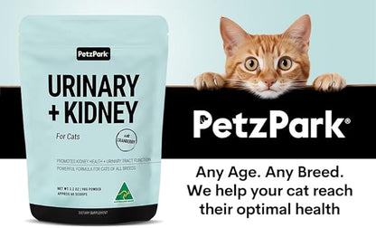 Urinary and Kidney Powder Supplement for Cats - Cranberry, Nettle Seed, D-Mannose for Cat UTI Treatment, Urinary Tract Health, and Kidney Care - Fast UTI Relief &amp; Prevention - 60 Scoops