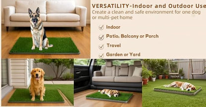 Dog Grass Pad with Tray, 34"x22" Silicone Base Washable Reusable Pee Pad &amp; Grass Pad - Non-Slip, Easy-Clean Indoor Outdoor Dog Potty Toilet (34" x 22")