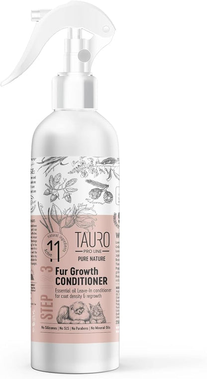 Tauro Pro Line Dog Detangler Spray - Dematting Dog Leave in Conditioner Spray Perfect for Golden Doodle, Poodle, Other Breeds &amp; Cat Matted Hair Grooming (Fur Growth - 8.45 Fl Oz)