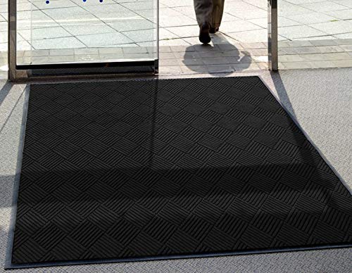 M+A Matting WaterHog Diamond | Commercial-Grade Entrance Mat with Rubber Border – Indoor/Outdoor, Quick Drying, Stain Resistant Door Mat (Charcoal, 4&