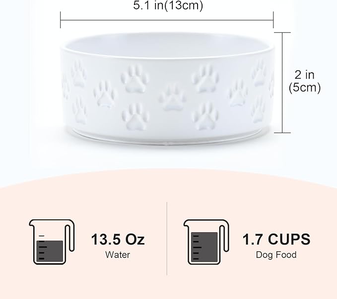 SPUNKYJUNKY Ceramic Dog and Cat Bowls 2 Pack, 5.1&