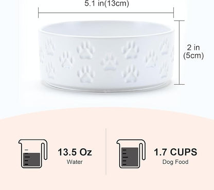 SPUNKYJUNKY Ceramic Dog and Cat Bowls 2 Pack, 5.1&