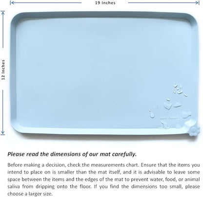 Hoki Found Silicone Pet Food Mats - Non Slip Bowl Placemats for Dogs &amp; Cats - Waterproof, Suitable for Carpet - Frost