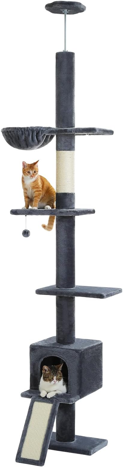PEQULTI Floor to Ceiling Cat Tree, Tall Cat Tower, Adjustable Height (83&