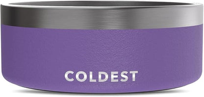 Coldest Dog Bowl - Anti Rust Metal, Non Slip, 3 Layers Insulated Stainless Steel Dog Bowls - Spill Proof &amp; Heavy Duty - Water Bowl for Dogs, Cats &amp; Pets, Dish Washer Safe (64 oz, Galaxy Purple)