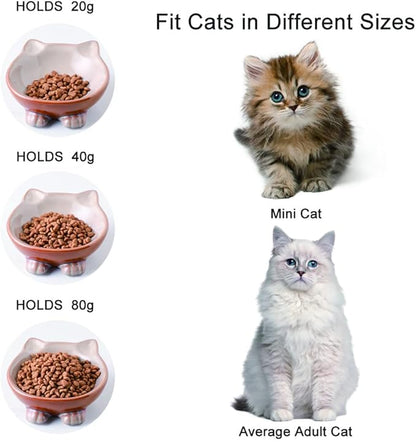 Nihow Ceramic Basic Cat Bowls: 5 Inch Cat Bowl for Food &amp; Water - Food Grade Cat Dish for Small-Sized Cat - Microwave &amp; Dishwasher Safe -Elegant Brown (4.25 OZ /1 PC)