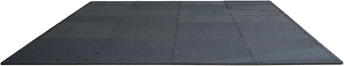 VEVOR 0.56 Inch Thick Gym Floor Mats, 12 Tiles Rubber Top with EVA Foam, 25" x 25" Gym Flooring Workout Mat with 48 sq.ft Coverage, Interlocking Puzzle Gym Mats for Home, Garage, Black &amp; Blue