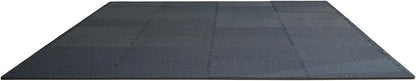 VEVOR 0.56 Inch Thick Gym Floor Tiles, 6 Tiles Rubber Top with EVA Foam, 25" x 25" Gym Flooring Workout Mats with 25 sq.ft Coverage, Interlocking Puzzle Gym Mats for Gym, Home, Garage, Black &amp; Blue