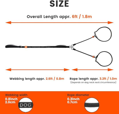 Howgo Double Slip Leash Slip Lead with Two Handles| Dual Dog Slip Lead for 2 Dogs,360° Swivel No Tangle | Dog Training Collar | Double Clip Leash Coupler and Splitter (Green, 6FT)