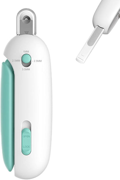 Pett Nail Clipper for Cats - Gentle Round-Hole Trimmer with Dust Storage | Adjustable Size &amp; Hidden Nail File | Pet Grooming Tool for Safe &amp; Loving Care (Blue)