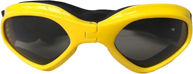LECONPET Small Dog Sunglasses Waterproof Windproof UV Protection Pet Sunglasses Dog Goggles for Doggy Puppy Cat (Yellow)