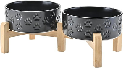 SPUNKYJUNKY Elevated Dog Bowls Ceramic, 5.1&