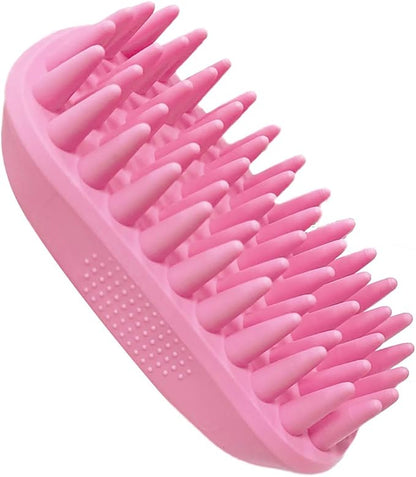 Pet Silicone Shampoo Brush for Long &amp; Short Hair, Pink ( New ), Medium Large Pets Dogs Cats, Silicone Shower Wash Curry Brush, Massage Comb