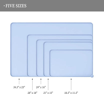 Waterproof Pet Feeding Mat with High Raised Edges, Heavier and Thicker Placemats for Cat Dog Water Bowl with BPA Free, Dogs Cats Food Mats for Messy Drinkers to Prevent Spill and Protect Floors