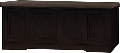 DINZI LVJ Shoe Bench, Entryway Storage Bench with Doors, Cushion, 2-Tier Shoe Rack with 8-Cubby, 47.2”L x 13.8”W Shoe Organizer Cabinet, Adjustable Shelf, Living Room, Bedroom, Espresso
