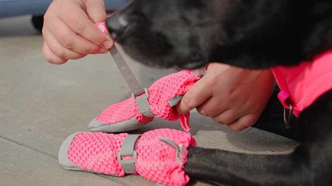 Canada Pooch Dog Boots for Hot Pavement - Dog Boots &amp; Paw Protectors with Anti Slip Rubber | Water Friendly, Breathable Dog Shoes for Hot Days, Great for Dogs Neon Pink - Size 4