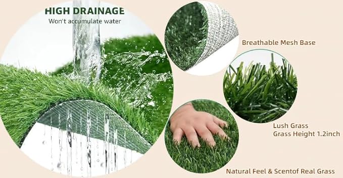 Dog Grass Pad with Tray, 34"x22" Silicone Base Washable Reusable Pee Pad &amp; Grass Pad - Non-Slip, Easy-Clean Indoor Outdoor Dog Potty Toilet (34" x 22")