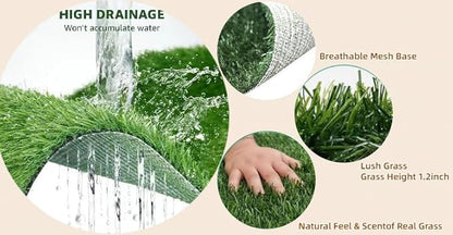Dog Grass Pad with Tray, 34"x22" Silicone Base Washable Reusable Pee Pad &amp; Grass Pad - Non-Slip, Easy-Clean Indoor Outdoor Dog Potty Toilet (34" x 22")