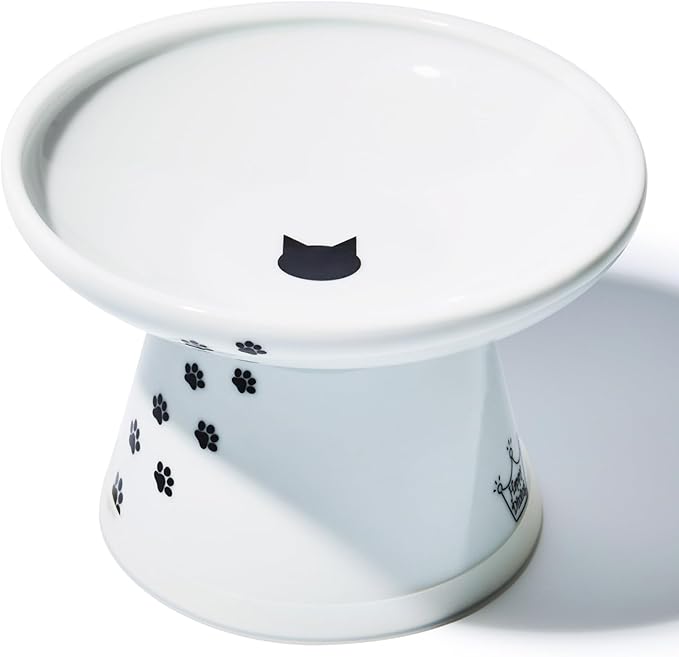 Necoichi Extra Wide Raised Cat Food Bowl, Elevated, Prevent Neck &amp; Whisker Fatigue, Dishwasher and Microwave Safe, No.1 Seller in Japan! (Cat, Extra Wide)