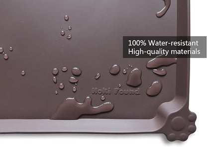 Hoki Found X-Large Silicone Non-Slip Pet Feeding Mats - Waterproof, Ideal for Dogs, Cats &amp; Carpets - Dark Oak