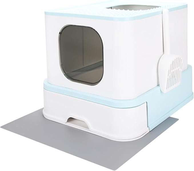 RIZZARI Cat Litter Box Top-Entry : Leak-Proof Enclosed Design Reduces Odor, for Indoor Cats &amp; Owners (Green)