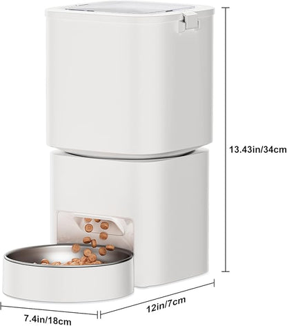 5L/21 Cups Automatic Cat Feeder, Timed Automatic Pet Feeders, Cat Dry Food Dispenser Dual Power, 10 Meals Programmable 1-15 Portion Control Cats Feeder, Pet Food Dispenser for Cats &amp; Puppy(Not WiFi)