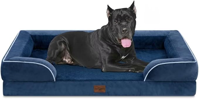 Comfort Expression XXL Orthopedic Dog Beds, Waterproof Orthopedic Foam Extra Large Dogs Beds, Washable Dog Sofa Beds with Removable Cover &amp; Non-Slip Bottom(XX-Large,Navy Blue)