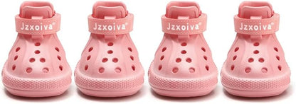 JZXOIVA Dog Shoes for Hot Pavement, Dog Booties for Large Dogs, Breathable Dog Boots &amp; Paw Protectors, Adjustable Non-Slip Dog Rain Booties, Waterproof Pets Sandals for Beach Pink Size 7
