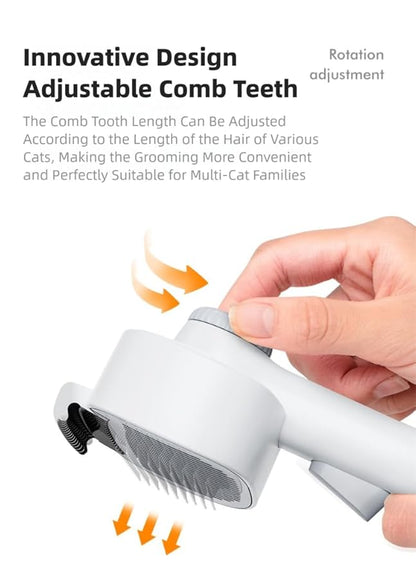 Adjustable Comb for Cats &amp; Dogs: 2-in-1 Deshedding Brush with Hair Removal Board, Dematting Tool for Long/Short Hair - Undercoat Rake &amp; Smooth Grooming Comb