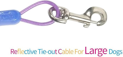 Petest 25ft Tie-Out Cable with Crimp Cover &amp; Buffer Spring for Large Dogs Up to 90 Pounds