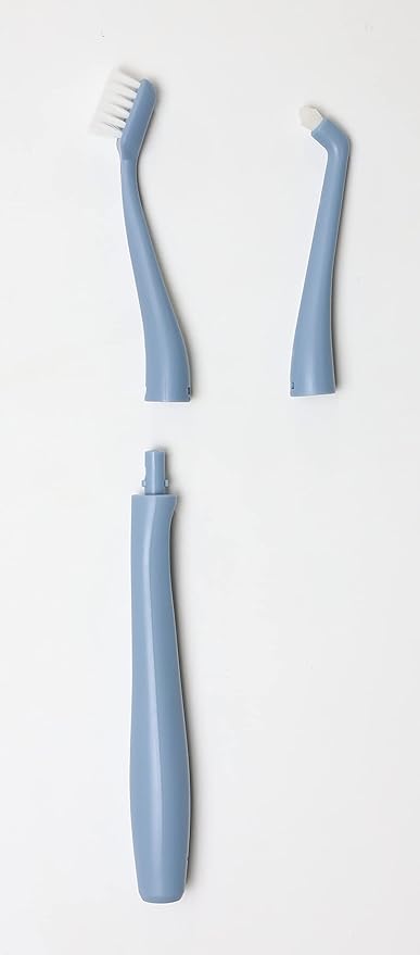 Kitteney Pet Toothbrush for Dogs, Cats with 0.06mm Super Soft Bristles, Head Replaceable, Double Headed Toothbrush for Small to Large Teeth, Easy Teeth Cleaning &amp; Dental Care (Blue)