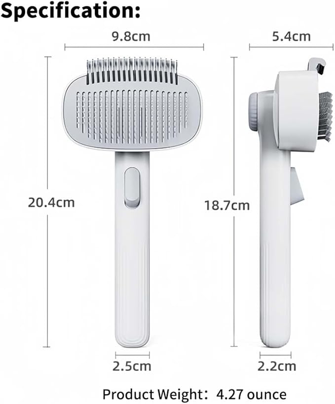 Marchul 2-in-1 Cat Grooming Brush, Cat Brushes with Release Button &amp; Deshedding Dematting Rake, Grooming Comb Tool for for Long or Short Haired Pets, Reduce Shedding, Remove Knots and Massage, White