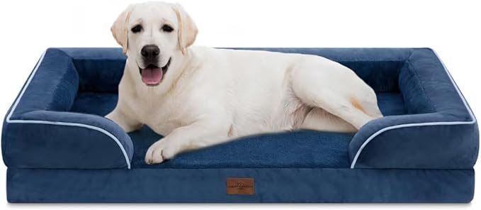 Comfort Expression PV Washable Jumbo Dog Bed for Extra Large Dogs, Waterproof Orthopedic Dog Beds, Jumbo Breed Pet Sofa Couch with Removable Cover &amp; Non-Slip Bottom(Navy Blue)