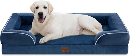 Comfort Expression PV Washable Jumbo Dog Bed for Extra Large Dogs, Waterproof Orthopedic Dog Beds, Jumbo Breed Pet Sofa Couch with Removable Cover &amp; Non-Slip Bottom(Navy Blue)