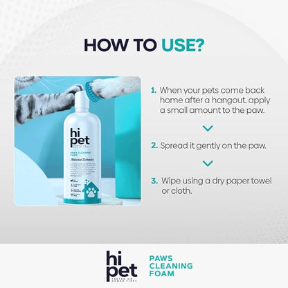 Hi Pet Dog Paw Cleaner Foam with Built-in Paw Scrubber Brush, Paw Cleaner for Dogs and Cats, Cat and Dog Paw Moisturizer, Effortless and Easy-to-Use Bottle Design Dog Feet Cleaner (Pack of 2)