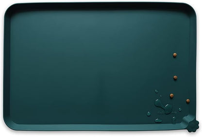 Hoki Found L Silicone Non Slip Pet Food Mats - Tray for Dogs &amp; Cats - Waterproof Dog &amp; Cat Bowl Mats - Suitable for Carpet - Dark Cedar