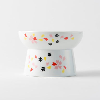 Necoichi Elevated Cat Food Bowl Prevent Neck &amp; Whisker Fatigue, Dishwasher and Microwave Safe, No.1 Seller in Japan! (Sakura, Regular)