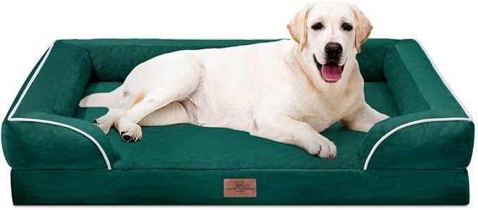 Comfort Expression Extra Large Dog Beds Jumbo Breed, Orthopedic Dog Bed Waterproof, PV Washable Pet Sofa Couch with Removable Cover &amp; Non-Slip Bottom(Jumbo,Emerald)