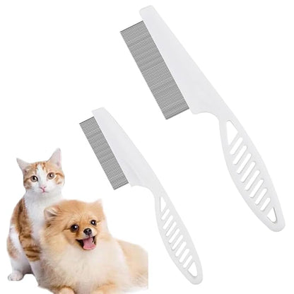 Pet Grooming Comb - 2-in-1 Multifunctional Stainless Steel Comb for Flea, Tear Stain Removal, and Dehairing Dogs and Cats&