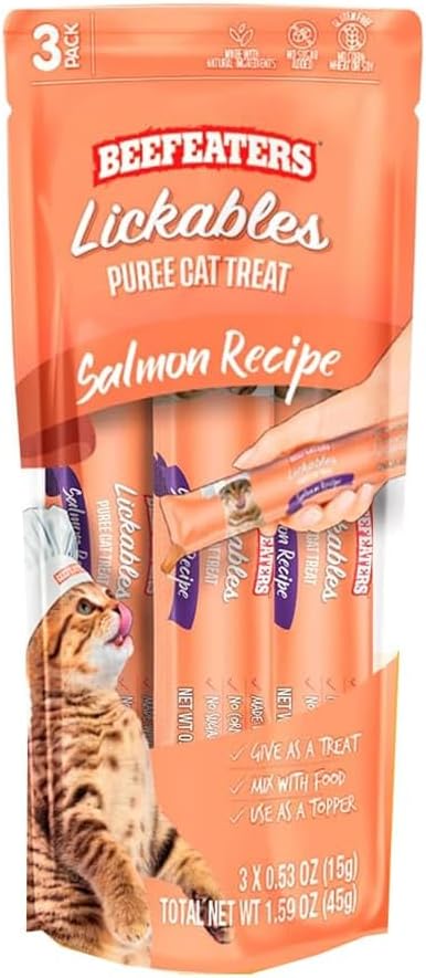 Beefeaters Cat Treats Lickable Puree 1.59oz (12-Pack) – Chicken, Grain-Free, Taurine-Enriched, Ideal for Training &amp; Interactive Feeding