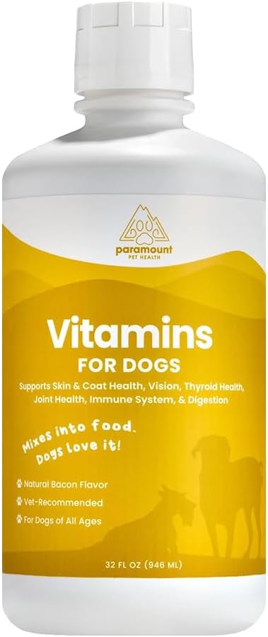 Liquid Multivitamin for Dogs with Probiotics, 8 in 1 Vitamins for Immune Support, Energy &amp; Digestion, High Absorption Liquid Dog Supplement, Made in USA, 32 oz