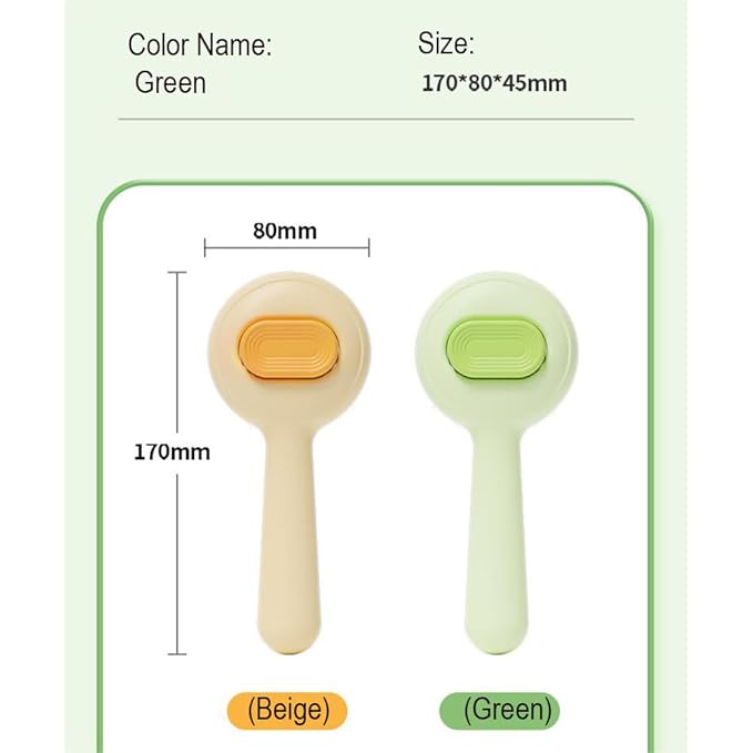 Pet Grooming Brush for Cats &amp; Dogs –Cat Brushes for Indoor Cats,Grooming Brushes With Massage Function for Short &amp; Long Hair, Removes Loose Fur &amp; Undercoat – Self-Cleaning Slicker Brush- Green
