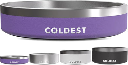 Coldest Dog Bowl - Anti Rust Metal, Non Slip, 3 Layers Insulated Stainless Steel Dog Bowls - Spill Proof &amp; Heavy Duty - Water Bowl for Dogs, Cats &amp; Pets, Dish Washer Safe (21 oz, Galaxy Purple)