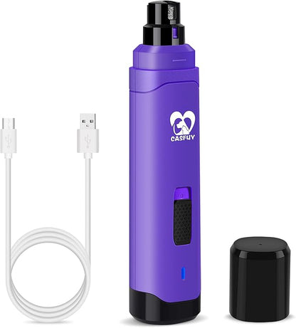 Casfuy Dog Nail Grinder Upgraded - Professional 2-Speed Electric Rechargeable Pet Nail Trimmer Painless Paws Grooming &amp; Smoothing for Small Medium Large Dogs &amp; Cats (Purple)