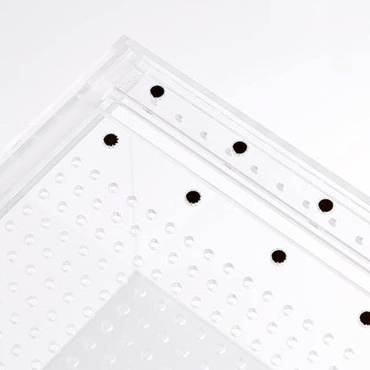 NANEEZOO Magnetic Acrylic Large Enclosure 2.5 Gallon 12 x 8 x 6 Inch Reptile Breeding Box Terrarium Cage for Insect Tarantulas Amphibians Caterpillars Snail Clear Acrylic Reptile Feeding Box