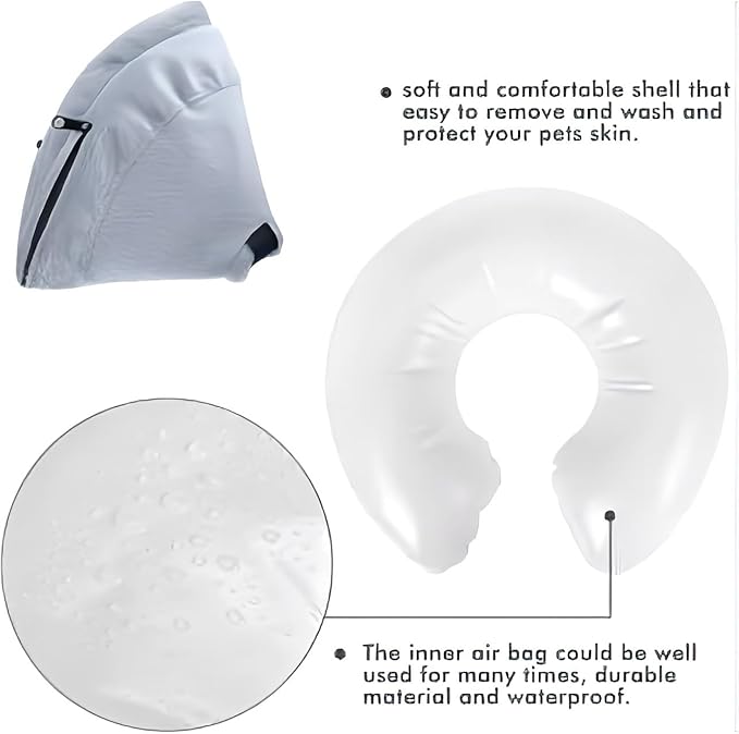 Soft Inflatable Dog Cat Cone Collar – Pet Recovery &amp; Protective Dog Neck Collar for Small Dogs Cats to Prevent Scratching, Licking