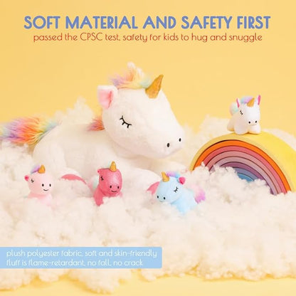 5 Pieces Unicorn Toys Stuffed Animals for Girls, 1 Mommy Unicorn with 4 Babies, Soft Plush Unicorn Toys Gifts for Girls 3 4 5 6 7 8 9 Years, Kids, Children, Christmas, Birthday, Valentine&