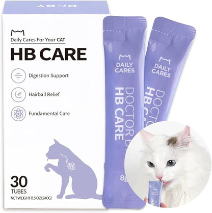 Dr.by HB Care Hairball Supplement for Cats– Hairball Relief Furball Control Remedy &amp; Digestive Support Supplements with Omega-3, Chitosan-30 Individuallly Packaged (1 Pack, 30 Count)